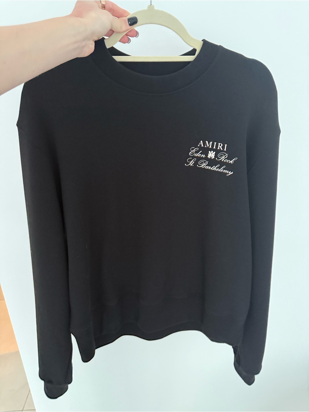 AMIRI Black Sweatshirt with White Script Chest Logo